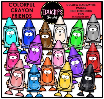 Almost Real - Colorful Crayons Clip Art Set {Educlips Clipart} by Educlips
