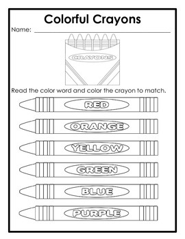 Color the Crayons - A Color Identification Activity by The Chalk