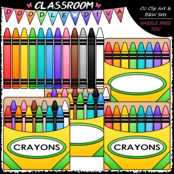 Download Colorful Crayons Clip Art Box Of Crayons Clip Art B W Set Tpt