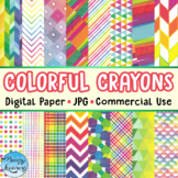 Colorful Crayons Digital Paper Pack - Commercial Use - JPG
