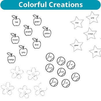 Preview of Colorful Creations: Kindergarten Worksheets for Active Color Reading Practice