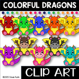 Colorful DRAGONS Clip Art