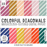 Colorful Diagonal Stripes Digital Papers 3 : Rainbow | Pas