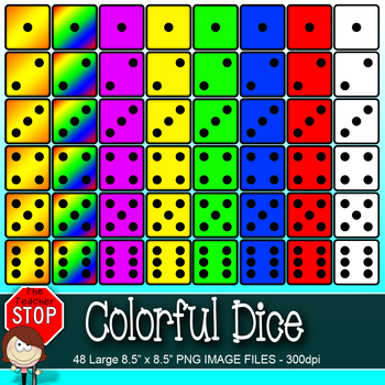 Preview of Colorful Dice Bright Dice Clipart Graphics (Math Clipart)