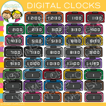 Preview of Colorful Digital Clocks Clip Art