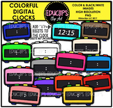 Colorful Digital Clocks Clip Art Bundle {Educlips Clipart}