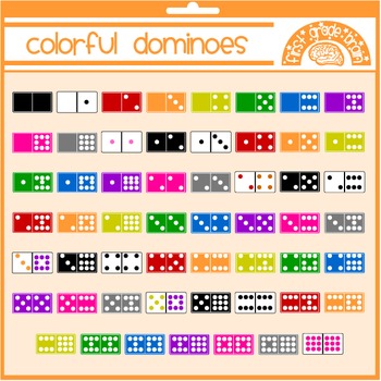 Preview of Colorful Dominoes Clipart Graphics for Personal and Commercial Use