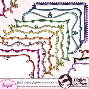Preview of Colorful Doodle Frames Bundle / Page Borders