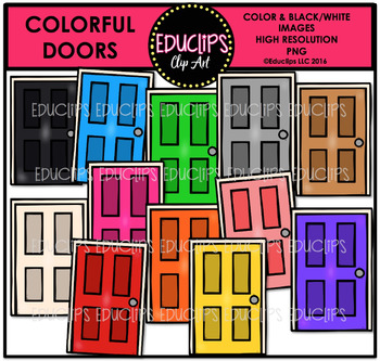 Preview of Colorful Doors Clip Art Bundle {Educlips Clipart}