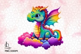 Colorful Dragon Sublimation Clipart Graphic