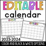 Colorful Editable Calendar 2023-2024