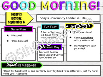 Preview of Colorful Editable Digital Morning Meeting Google Slides - Back to School