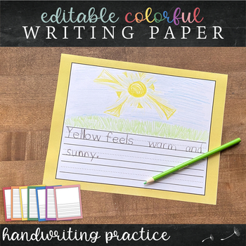 Preview of Editable Lined Paper : Colorful