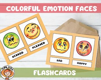 Preview of Colorful Emotion Faces Flashcards.