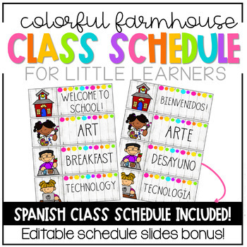 Colorful Farmhouse Printable Classroom Schedule Editable Tpt