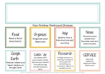Preview of Colorful Fast Finisher: A Menu of Choices for Students Who Finish Early