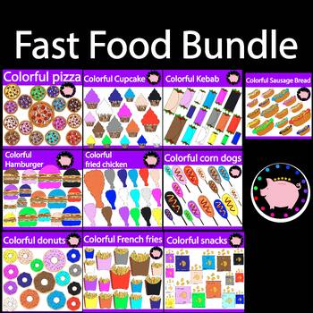 Preview of Colorful Fast Foods Clipart Big Bundle.Made by Miss pig
