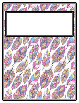 Preview of Colorful Feathers Binder Cover and Spines, Back to School Printable Binder Cover