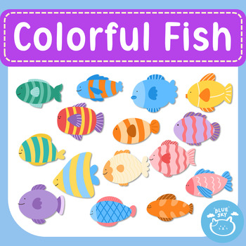Colorful Fish Clipart set 2 by The Blue Sky