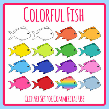 Colorful Fish - Ocean Animals In Bright Colors Clip Art