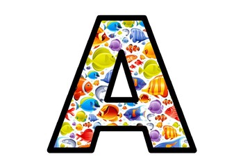 Preview of Colorful Fishes, Ocean Bulletin Board Letters, Classroom Décor