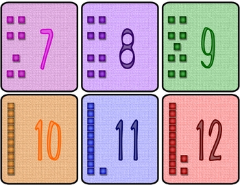 All 10cm x 10cm & Laminated on 350mic Counting First Numbers 1-10 flash cards 