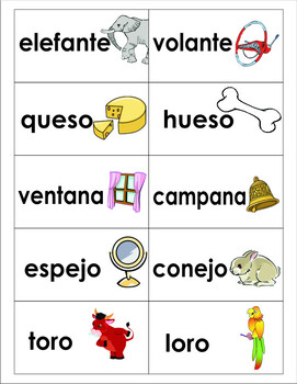 Colorful Flashcards! 20 pairs of Spanish rhyming words. Game or center ...