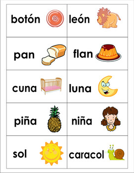 Colorful Flashcards! 20 pairs of Spanish rhyming words. Game or center