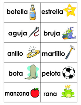 Colorful Flashcards! 20 pairs of Spanish rhyming words. Game or center ...