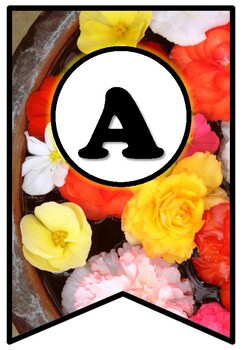 Preview of Colorful Flowers, Pennant Banner Bulletin Board Letters, Spring Decor
