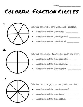 Colorful Fraction Circles- Basic Fraction Practice worksheet (FREEBIE)