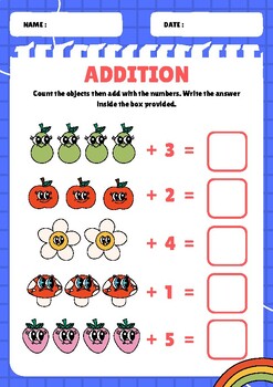 Colorful Fun Groovy Addition Math Worksheet by Teacher Apichat | TPT