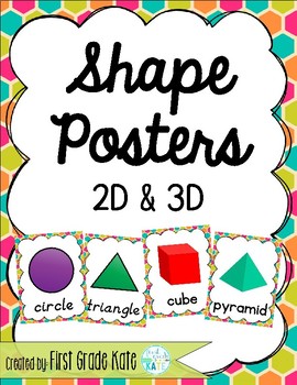 Preview of Colorful Geometric Shape Posters for Classroom Decor