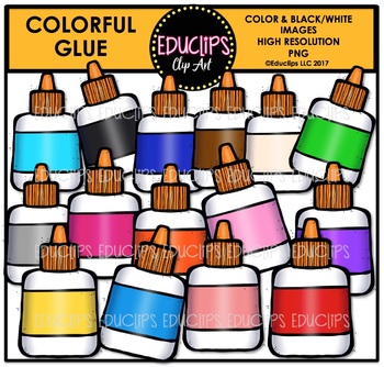 Colorful Glue Stick Pals Clip Art Bundle {Educlips Clipart} by