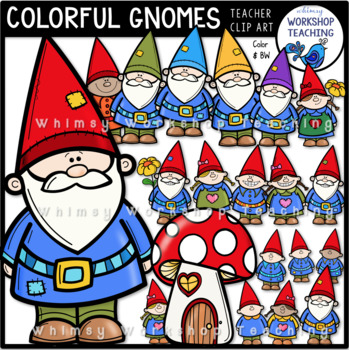 Preview of Colorful Gnomes Clip Art | Images Color Black White