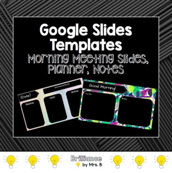 Preview of Colorful Google Slides Templates: Morning Message, Planner, Notes (Editable)