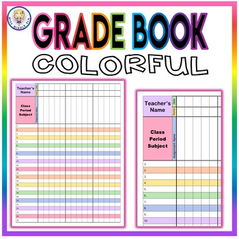 Preview of Colorful Grade Book Template - EDITABLE!