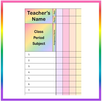 Colorful Grade Book - Vertical Lines - FULLY EDITABLE! by Miss Middle ELA