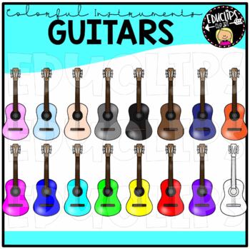 Preview of Colorful Guitars Clip Art Set {Educlips Clipart}