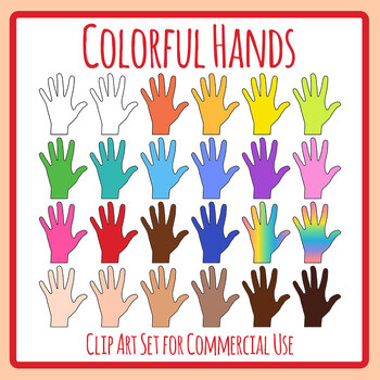 Colorful Hands - Asking Questions / Stop / Gesture / Open Hand Clip Art
