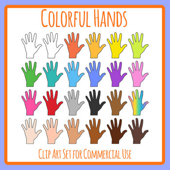 Colorful Hands - Touch, Questions Anatomy Outline Template Clip Art