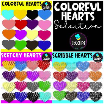Preview of Colorful Hearts Clip Art Selection (Bundled) {Educlips Clipart}