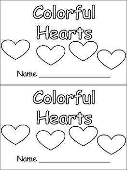 Preview of Colorful Hearts- Valentines Kindergarten book- color & number words