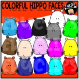 Colorful Hippo Faces Clip Art Set {Educlips Clipart}