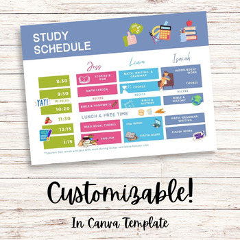 Preview of Colorful Homeschool Daily Schedule Chart Editable