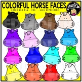 Colorful Horse Faces Clip Art Set {Educlips Clipart}