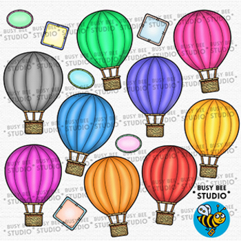 Colorful Hot-Air Balloons Clip Art by Busy Bee Studio Clip Art | TPT