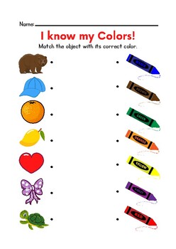 Preview of Colorful Illustrative Color Matching Worksheet for kids