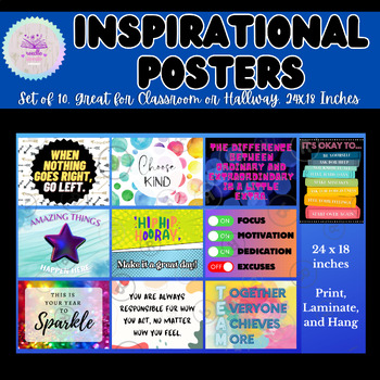 Colorful Inspirational Posters for Classroom/Hallway | 10 Posters | All ...