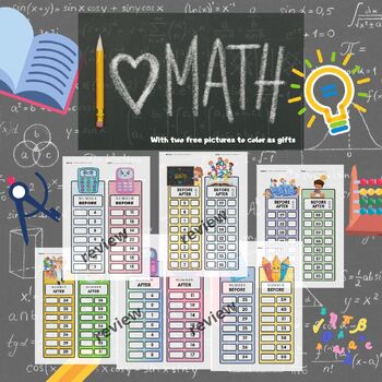 Preview of Colorful Kindergarten Math Worksheet: Pre and Post Numbers with Coloring Images